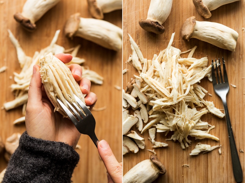 vegan pulled mushroom tacos shredded mushrooms