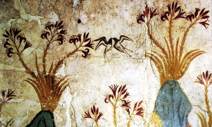 Старинная фреска с лилиями