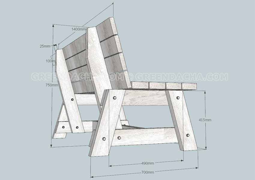 Чертеж садовой скамейки - 2.