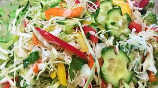 САЛАТ ИЗ КАПУСТЫ И ОГУРЦОВ. Всеми любимый салат. Просто и вкусно!   Cabbage salad with cucumbers.