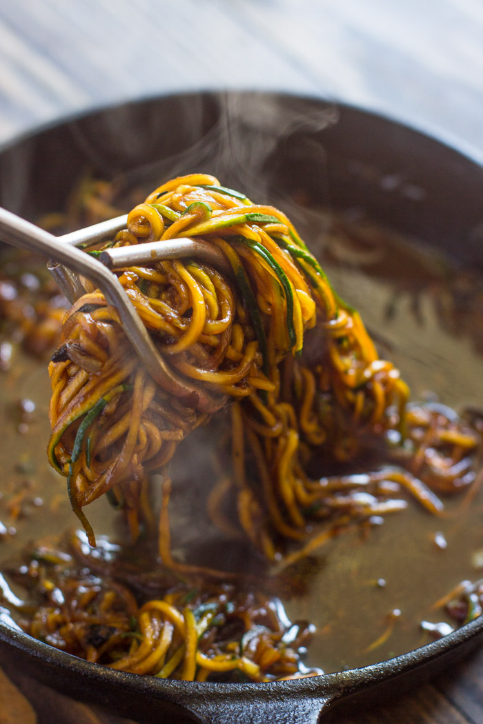 Easy 10 Minute Asian Zucchini Noodles (low-carb, Paleo)