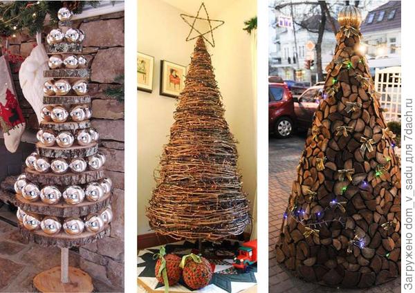 Деревянные спилы, ветки и дрова - все пригодится для новогодней елки