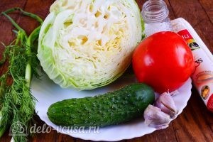 Салат из капусты, огурцов и помидоров: Ингредиенты