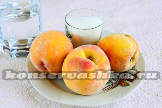 Ингредиенты для приготовления половинок персиков на зиму