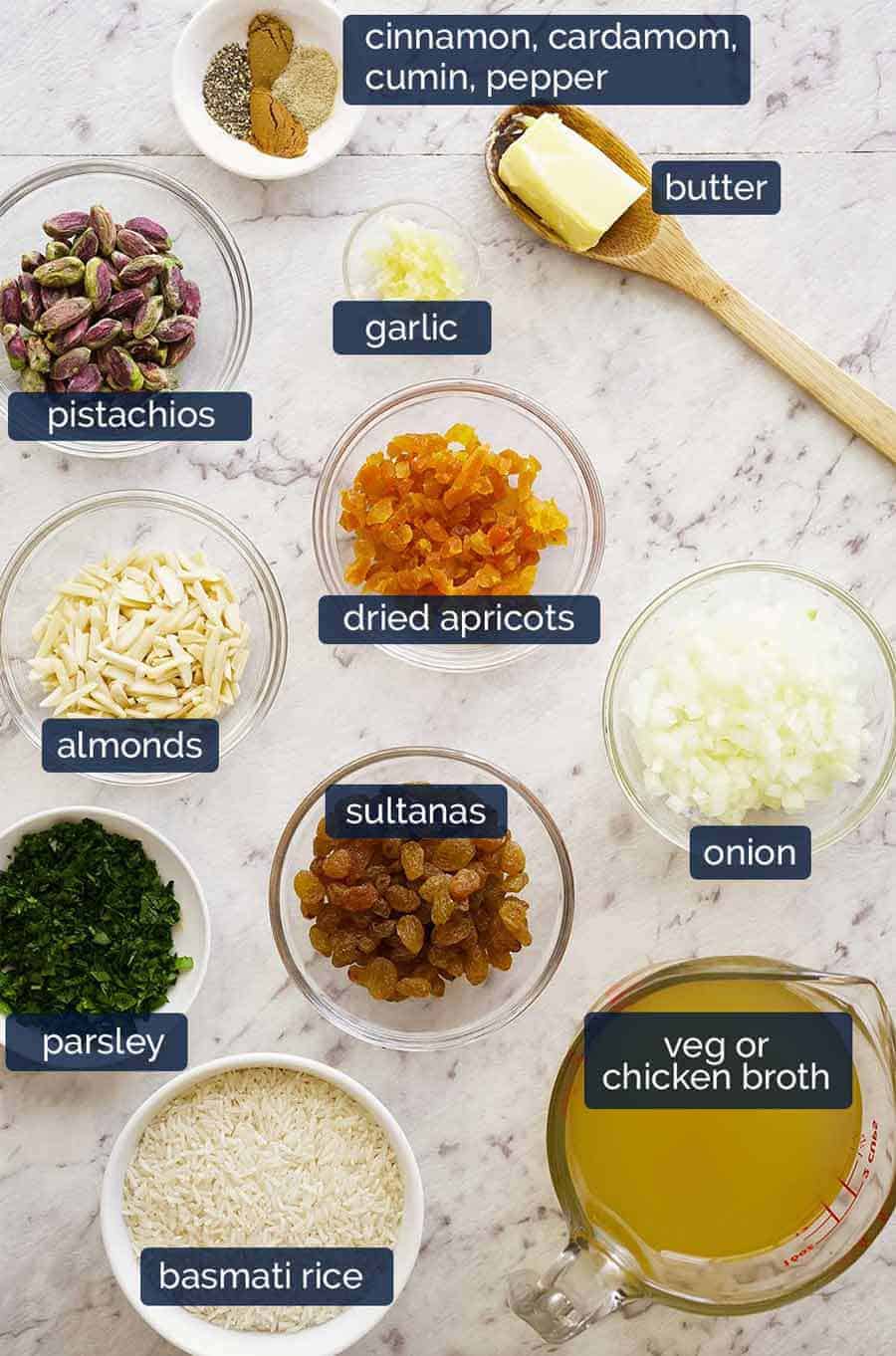 Ingredients in Rice Pilaf