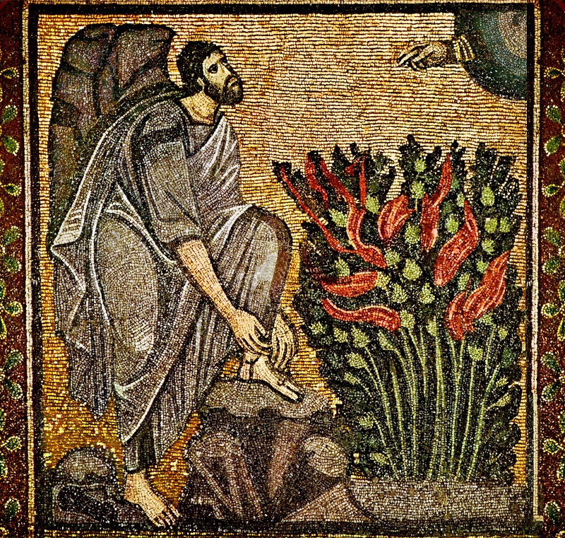 Моисей перед Неопалимой Купиной. Византийская мозаика из монастыря св. Екатерины на Синае, VI в.