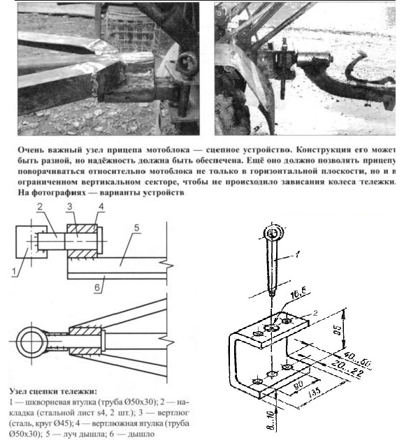 Прицепное устройство для мотоблока - чертеж