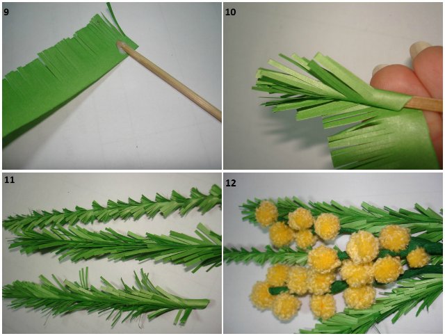 Мимоза из помпонов мастер-класс