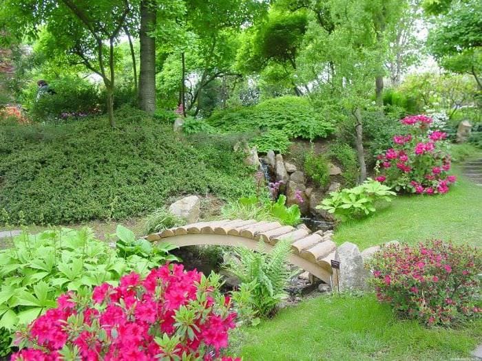 красивый ландшафтный дизайн сада в английском стиле с цветами