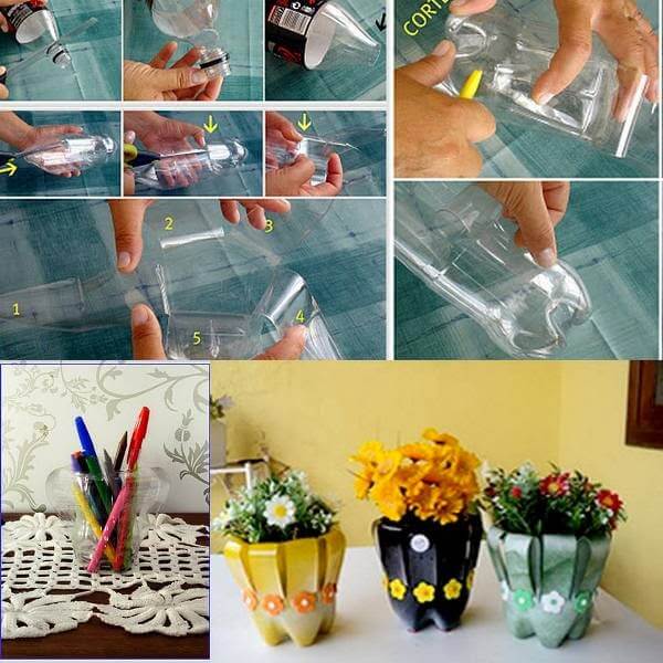 Flower Pot for Your Table Using Waste Plastic Bottle How to make things from plastic bottles