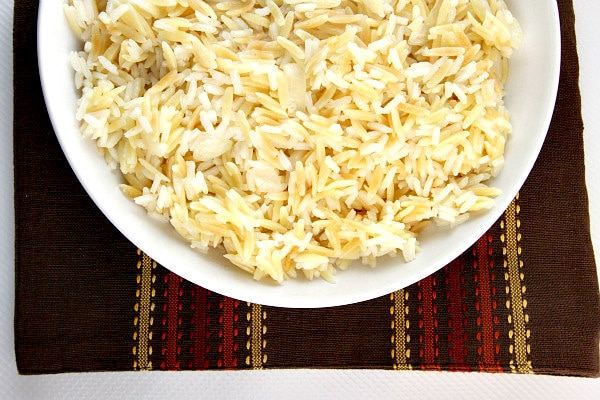 Classic Rice Pilaf in a white bowl